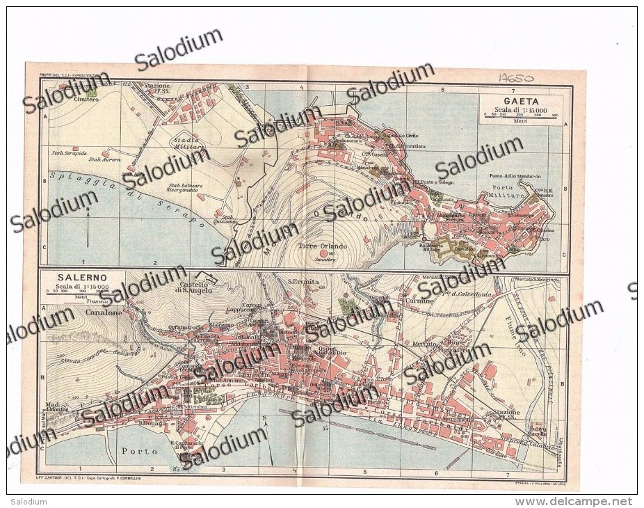 FORMIA GAETA SALERNO - Mappa Cartina Originale D´epoca - Altri & Non Classificati