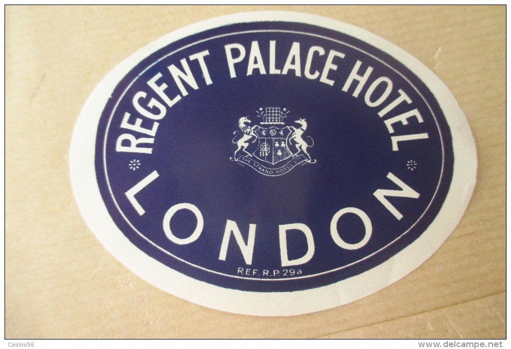 Etiquette D'hotel  Art Deco Pub REGENT PALACE LONDON - Etiquettes D'hotels