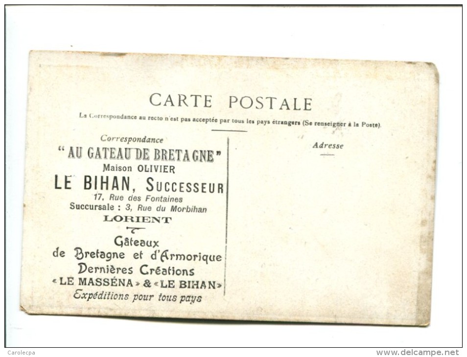CP - LORIENT (56) PUBLICITE " AU GATEAU DE BRETAGNE " Maison OLIVIER LE BIHAN SUCCESSEUR - Lorient