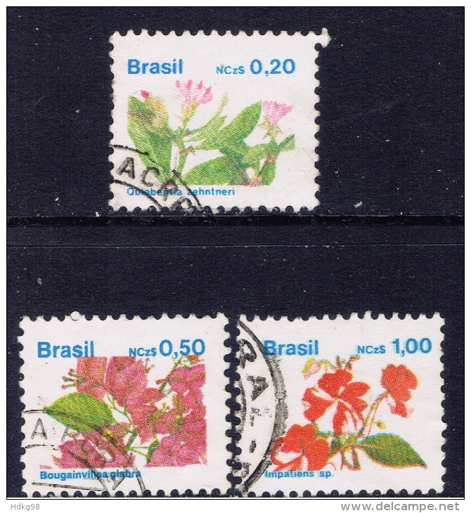 BR+ Brasilien 1989 Mi 2303-05 2321 Blüten, Tonfigur - Oblitérés