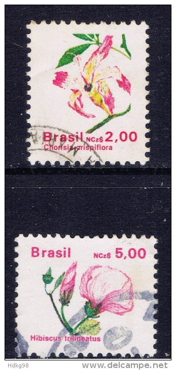 BR+ Brasilien 1989 Mi 2330 2332 2337-38 Bundespolizei, Weihnachten, Blüten - Oblitérés