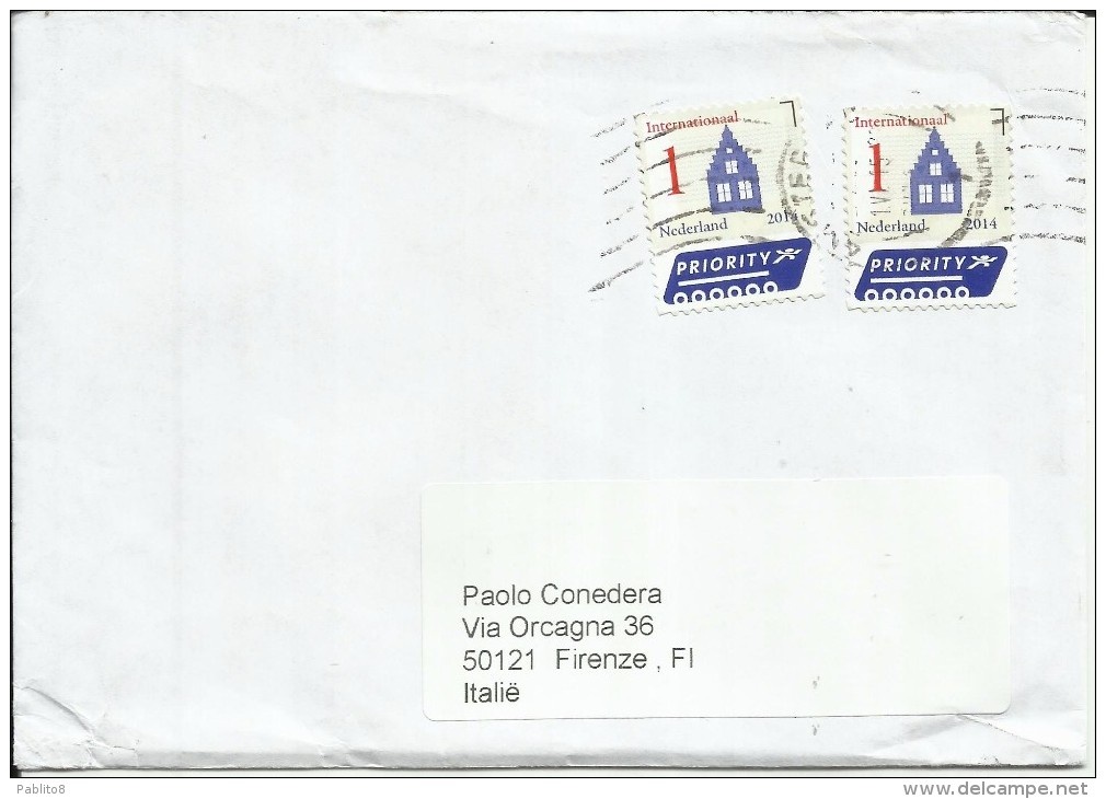 NETHERLANDS PAESI BASSI HOLLAND NEDERLAND OLANDA 2014 PRIORITY MAIL POSTA PRIORITARIA USATO SU LETTERA USED LETTER - Brieven En Documenten