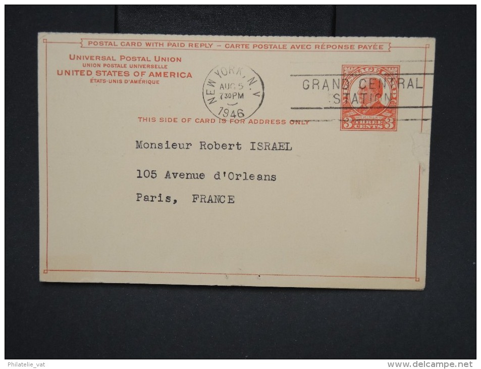 ETATS UNIS - Entier Postal Avec Réponse De New York Pour Paris En 1946 - à Voir - Lot P7540 - 1941-60