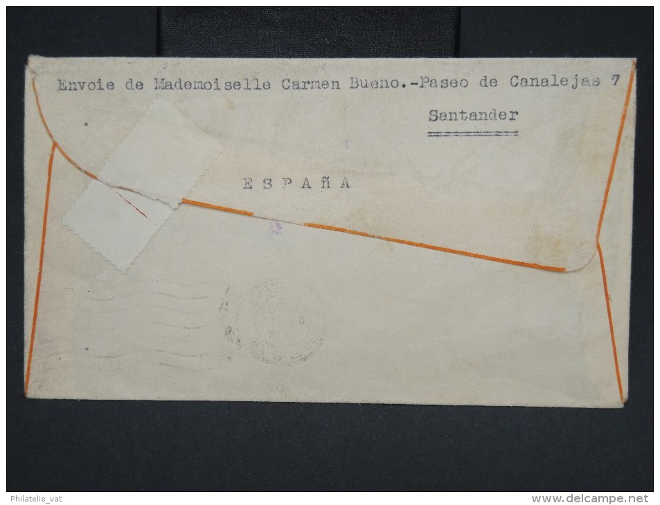 ESPAGNE - Enveloppe De Santander Pour Paris Avec Censure En 1938 - à Voir - Lot P7546 - Nationalists Censor Marks