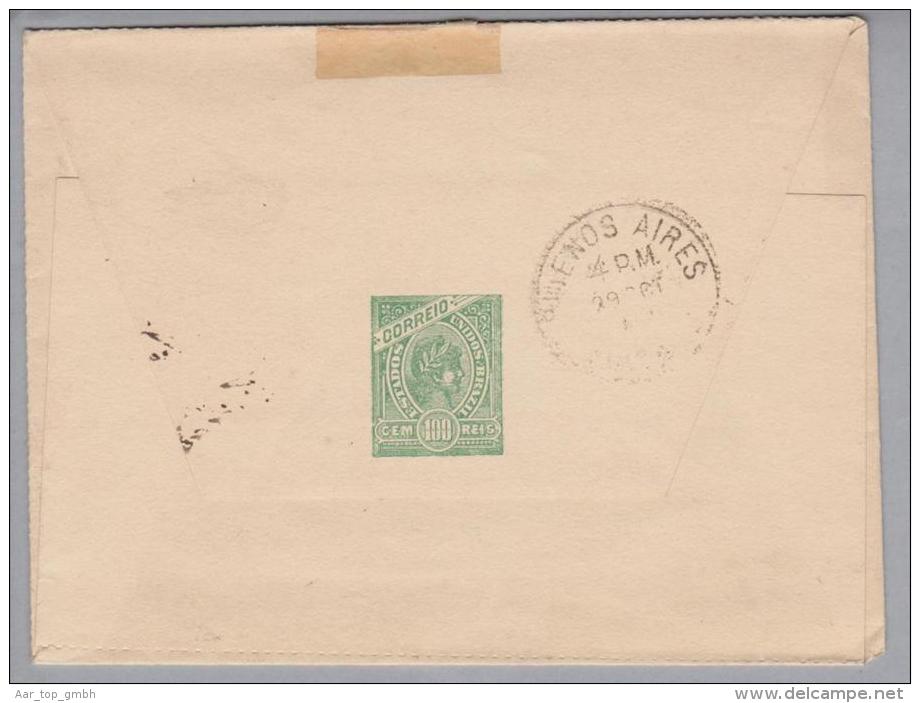 Argentinien 1900-10-29 Ganzsache 5Cent Grün Bild + 100 Reis - Postal Stationery