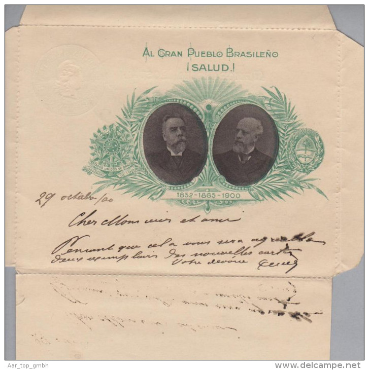 Argentinien 1900-10-29 Ganzsache 5Cent Grün Bild + 100 Reis - Enteros Postales