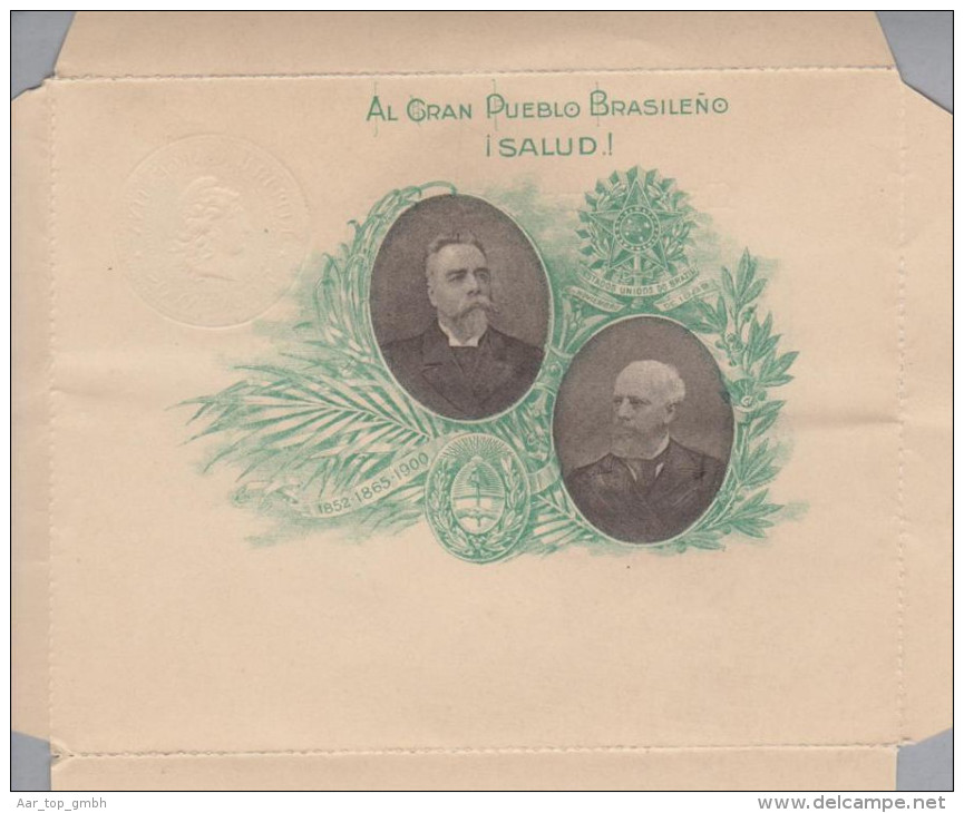 Argentinien 1900 Ganzsache 5 Cent Grün Bild + 100 Reis - Postal Stationery