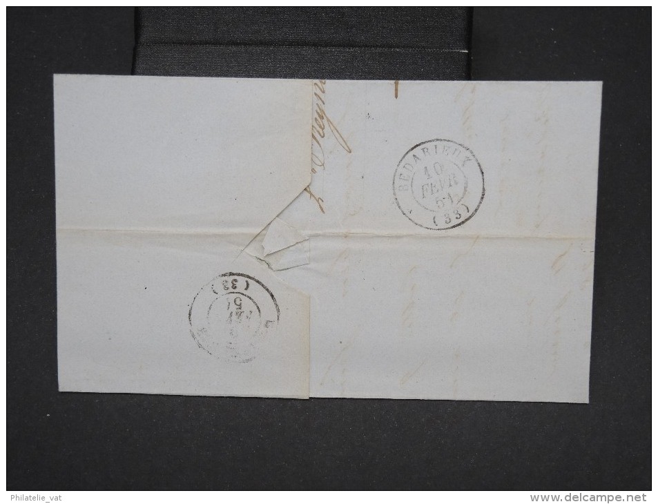 FRANCE - Enveloppe De Cette Pour Bedarieux En 1851 Avec Taxe Double Traits - à Voir - Lot P7561 - 1849-1876: Période Classique