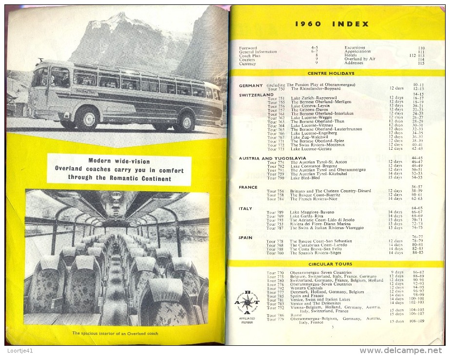 Brochure Toerisme Tourisme - Overland Tours - Coach Holidays 1960 - Dépliants Touristiques