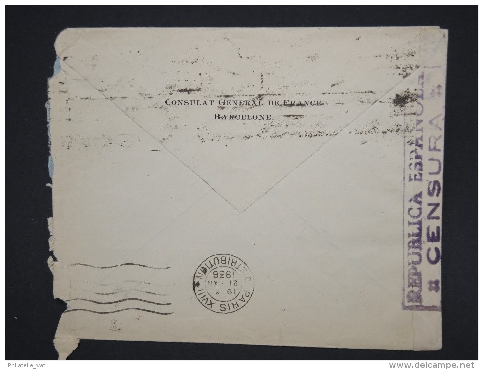 ESPAGNE - Enveloppe De Barcelonne Pour Paris En 1936 Avec Censure - à Voir - Lot P7573 - Republikeinse Censuur