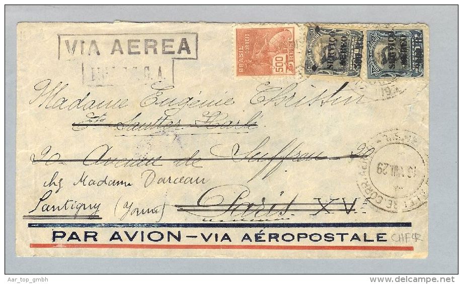 Brasilien P.Alegro T929-08-16 Luftpost Paris-Santigny - Luchtpost