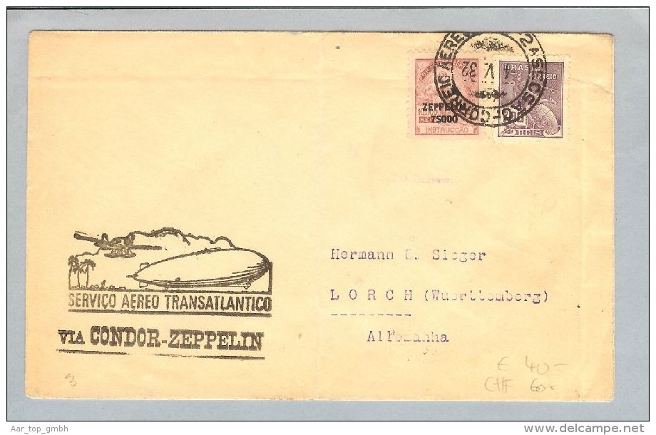 Brasilien Condor-Zeppelin 1932-05-04 Brief>Deutschland - Posta Aerea