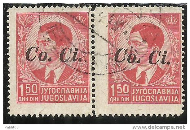 OCCUPAZIONI ITALIANA ITALY ITALIA LUBIANA 1941 Co. Ci. 1,50 D COPPIA USATA PAIR USED OBLITERE´ - Lubiana