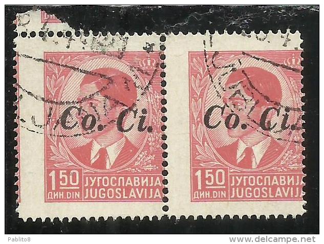 OCCUPAZIONI ITALIANA ITALY ITALIA LUBIANA 1941 Co. Ci. 1,50 D COPPIA USATA PAIR USED OBLITERE´ - Lubiana