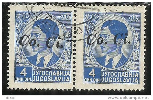 OCCUPAZIONI ITALIANA ITALY ITALIA LUBIANA 1941 Co. Ci. 4 D COPPIA USATA PAIR USED OBLITERE´ - Lubiana