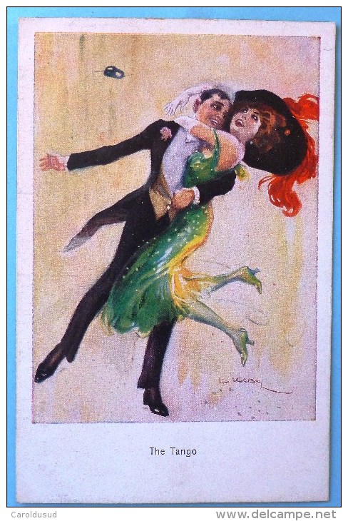 CPA Litho Illustrateur USABAL W.S.S.B. WSSB 1068 Couple Danse DANSEUR Elegant  LOUP CHAPEAU PLUME LE TANGO - Usabal