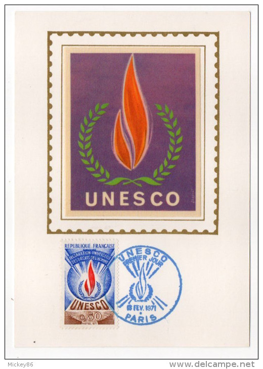 1971--Carte Maximum-Soie--UNESCO --cachet PARIS--75 - 1970-1979