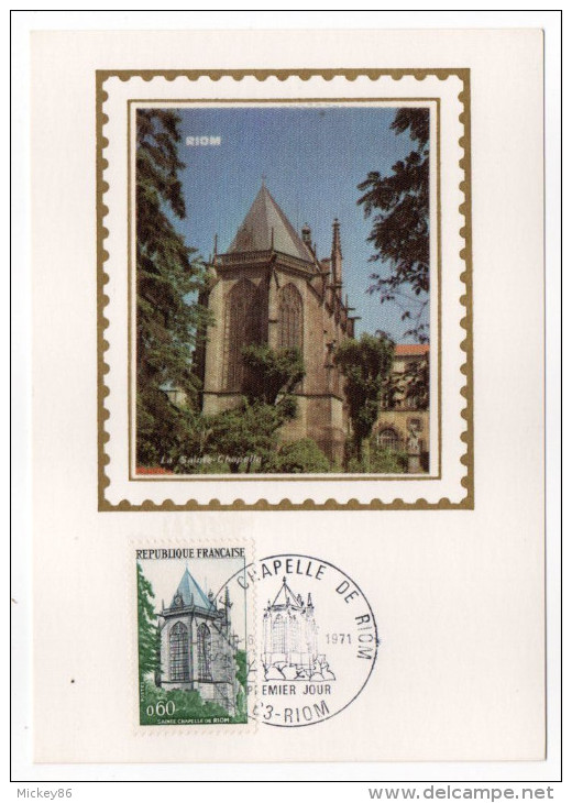 1971--Carte Maximum-Soie--RIOM--La Sainte Chapelle --cachet  RIOM--63 - 1970-1979