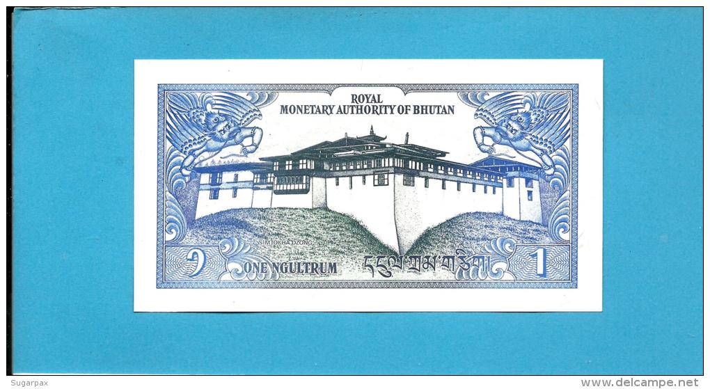 BHUTAN - 1 Ngultrum -  ND ( 1986 ) - Pick 12 - Sign. 1 - Serie A/2 - UNC. - Royal Monetary Authority Of Bhutan - 2 Scans - Bhoutan