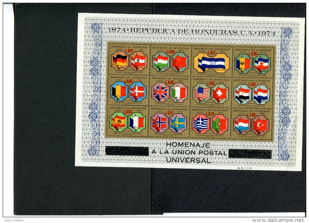 322394815 HONDURAS POSTFRIS MINT NEVER HINGED  YVERT BF 23 HOMMAGE A UPU VLAGGEN FLAGS - UPU (Unione Postale Universale)