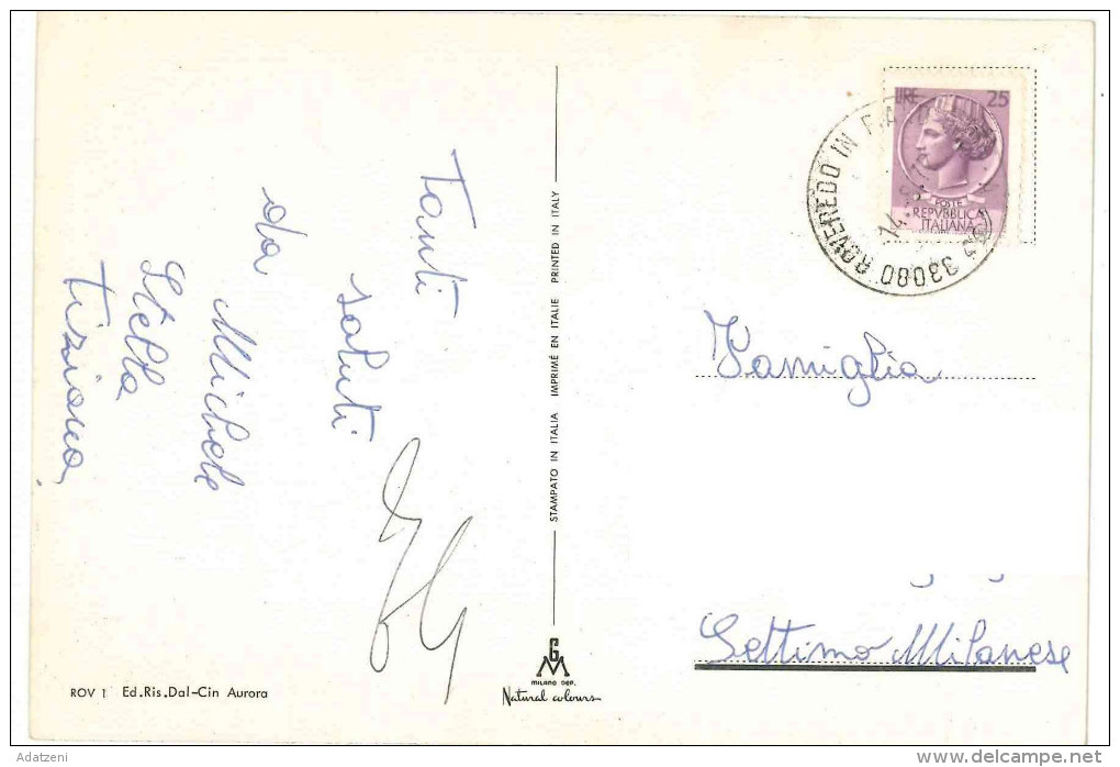 # CARTOLINA FRIULI VENEZIA GIULIA ROVEREDO IN PIANO 3 VEDUTINE  VIAGGIATA 1972 VERSO SETTIMO MILANESE  – INDIRIZZO OSCUR - Altri & Non Classificati