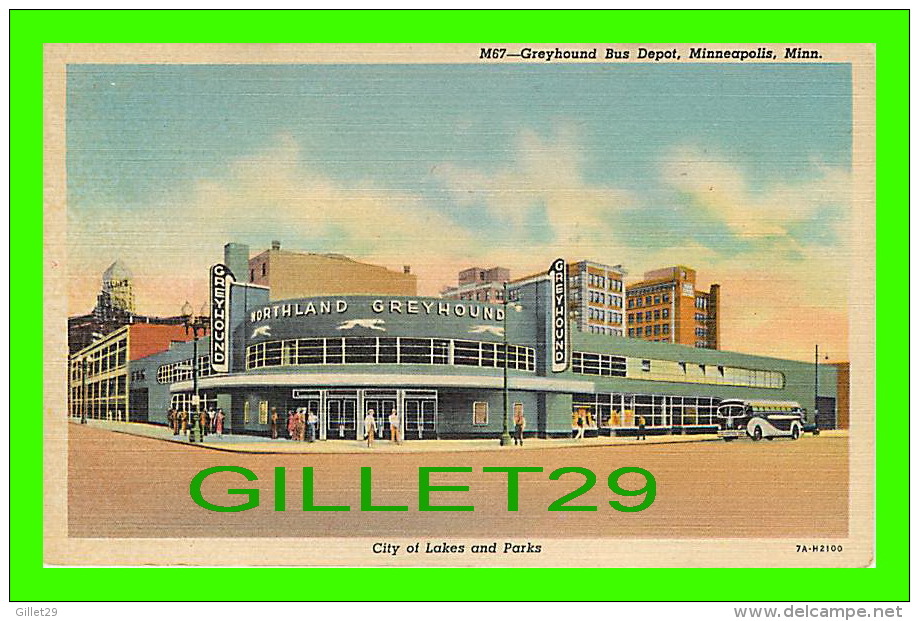 MINNEAPOLIS, MN - GREYHOUND BUS DEPOT - ANIMATED WITH OLD BUS - ST MARIE´S GOPHER NEWS CO - - Minneapolis