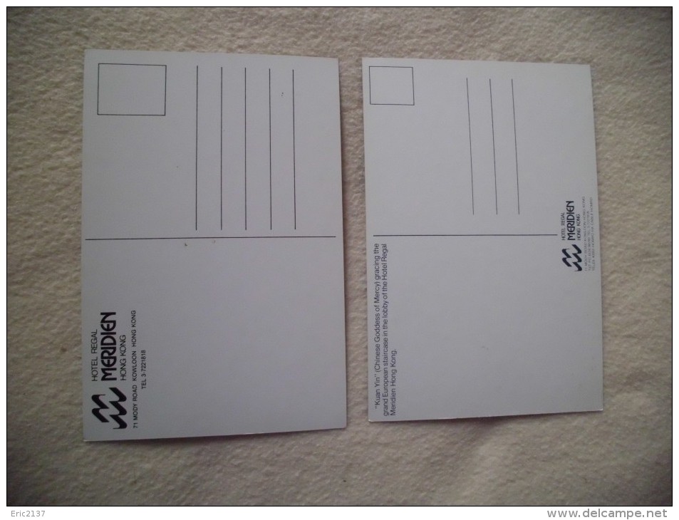 LOT DE 2 CARTES HOTEL  REGAL ...MERIDIEN A HONG KONG - China (Hong Kong)