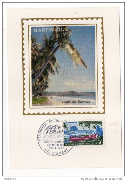 1972--Carte Maximum-Soie--MARTINIQUE--Plage Du Diamant --cachet  DIAMANT --97 - 1970-1979