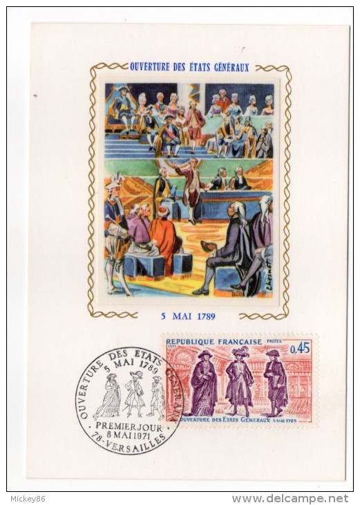 1971--Carte Maximum-Soie-Histoire-1789-Ouverture Des Etats Généraux--signée Chesnot-cachet VERSAILLES-78 - 1970-1979