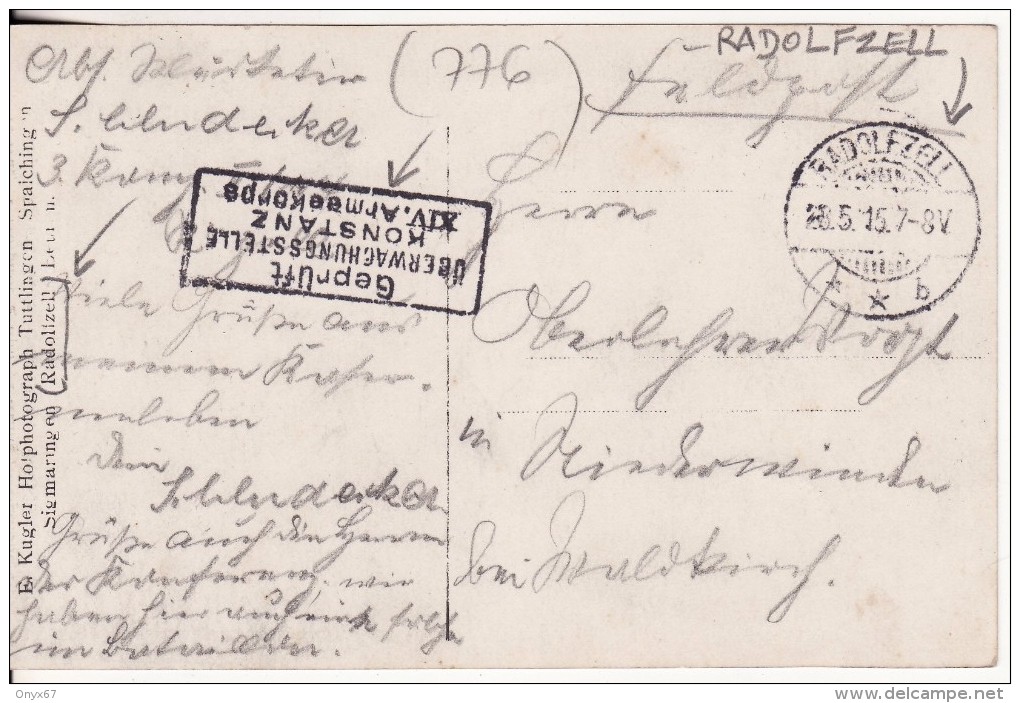 Carte Photo Militaire Allemand RADOLFZELL-Deutschland Brief Stempel-Feldpost-Überwaghungsstelle Konstanz 14 Armeekorps - Radolfzell