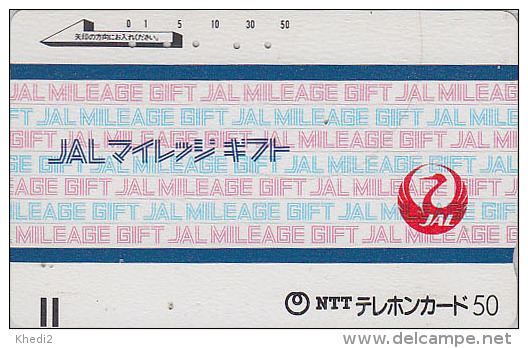 Télécarte Ancienne JAPON / 110-011 - AVIATION - JAL Mileage - JAPAN AIRLINES Front Bar Phonecard  Balken TK - Avion 874 - Japan