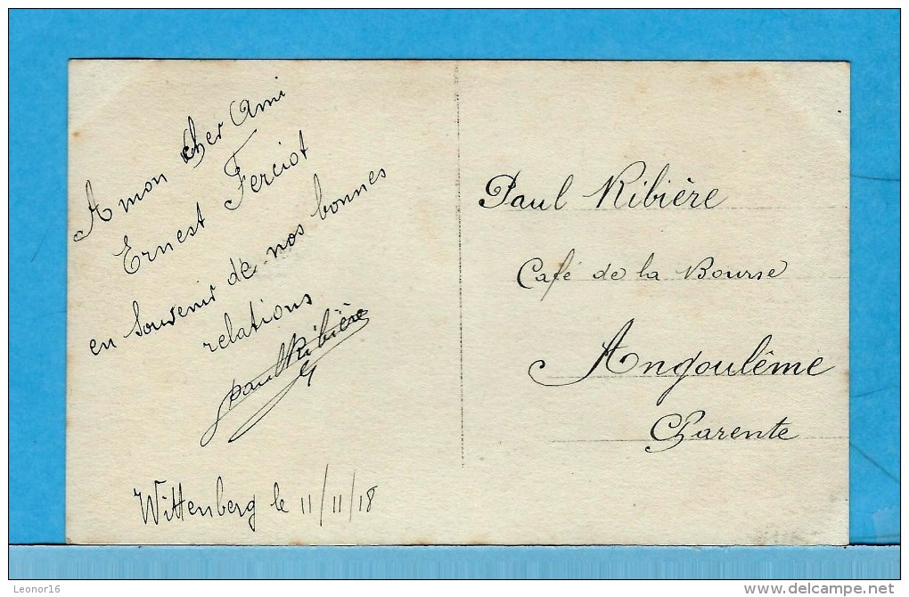 WITTENBERG  -  * SOUVENIR DU PASSAGE AU CAMP DE PRISONNIERS FRANCAIS *de " RIBIERE Paul " Café De La BOURSE à Angoulème - Wittenberg