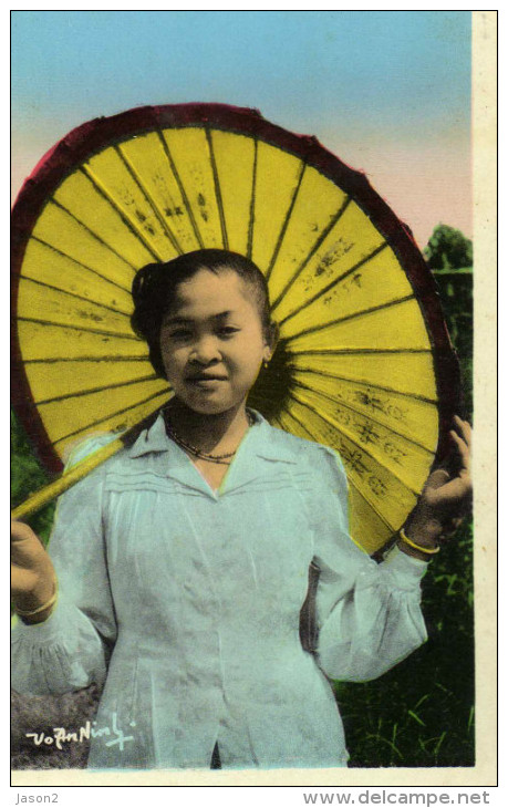 Carte Photo Laos Xieng Khouang Jeune Fille1954 - Laos