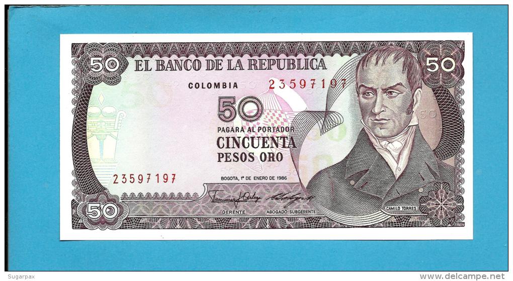 COLOMBIA - 50 Pesos Oro - 01.01.1986  - Pick 425.b - UNC. - Camilo Torres - 2 Scans - Colombia