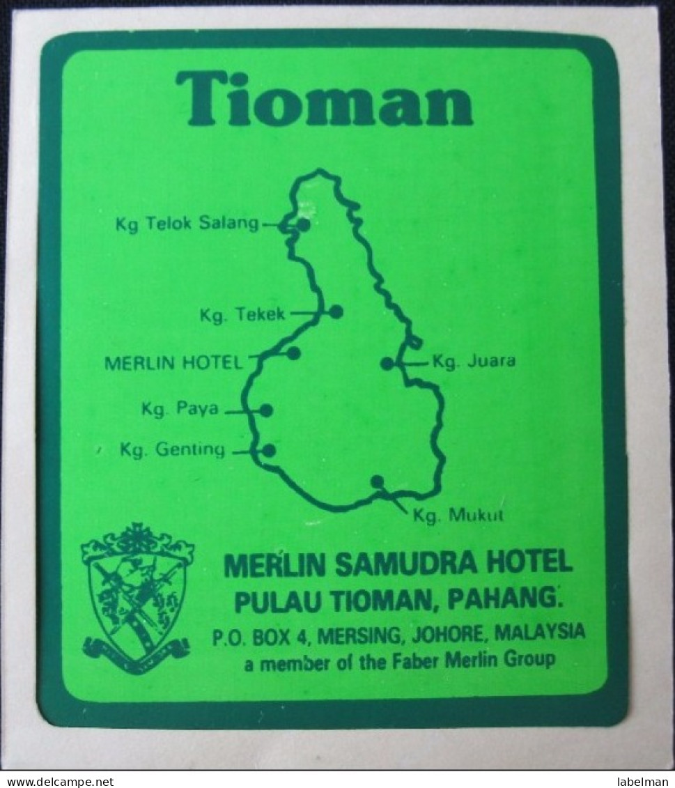 MISC HOTEL MAP INN HOUSE TIOMAN MERLIN SAMUDRA KUALA LUMPUR MALAYSIA LUGGAGE LABEL ETIQUETTE AUFKLEBER DECAL STICKER - Hotelaufkleber