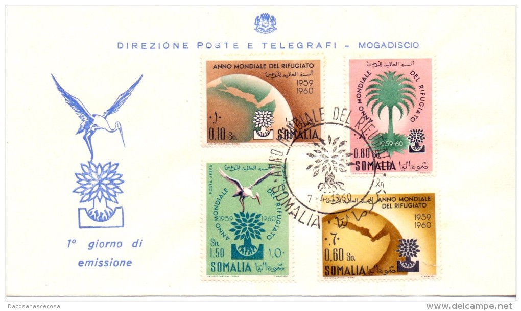 FDC - SOMALIA AFIS - ANNO MONDIALE DEL RIFUGIATO - 1960 - Somalia (AFIS)