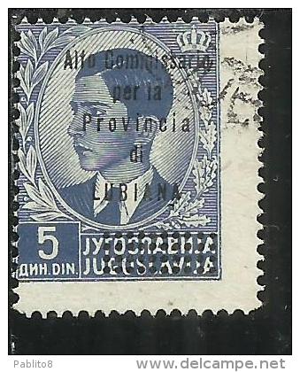 LUBIANA 1941 ALTO COMMISSARIATO 5 D USATO USED OBLITERE´ - Ljubljana