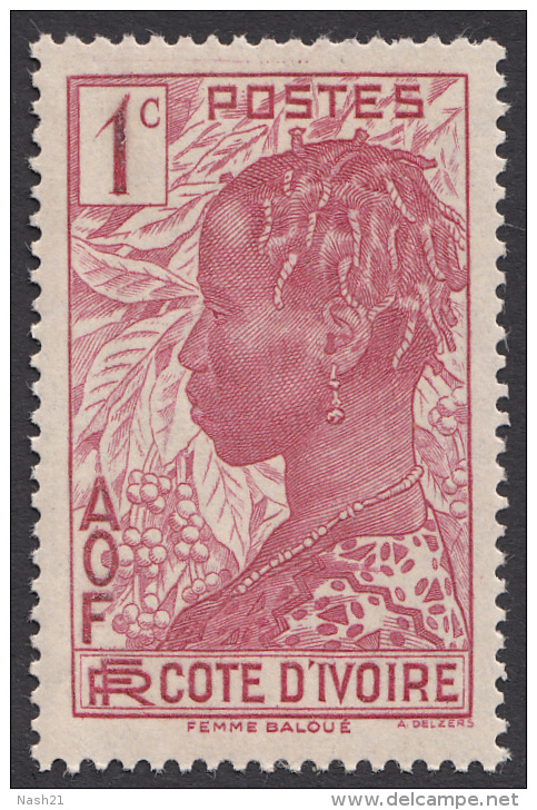 Timbre De  Côte D' Ivoire 1936 à 38   _   Yvert  N° 109  Neuf **   _   1 C. Femme Baoulé - Neufs