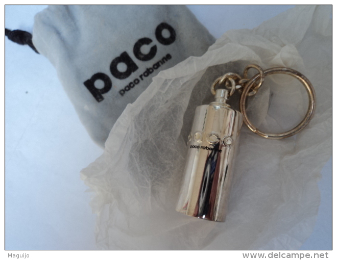 PACO RABANNE " PACO" PORTE CLEF COULEUR METAL ARGENTE  SUPERBE  LIRE ET VOIR !!!! - Miniatures Men's Fragrances (without Box)