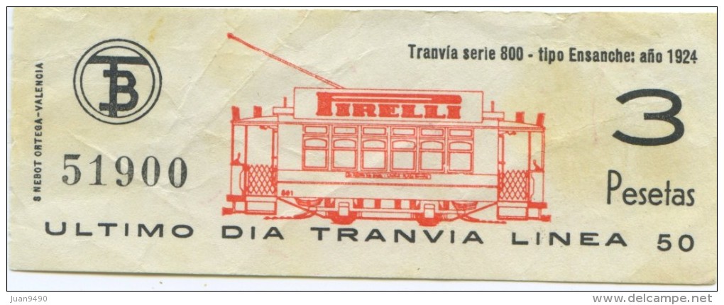 BILLETE DE TRANVIA DE BARCELONA / SERIE PRIMER DIA - ULTIMO DIA  / 1970 (7) - Europa