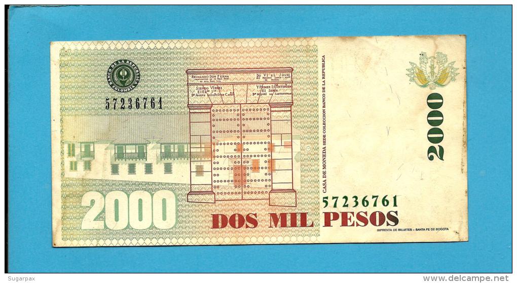 COLOMBIA - 2000 Pesos Oro - 09.04.1999  - Pick 445 - General Francisco De Paula Santander - 2 Scans - Colombia