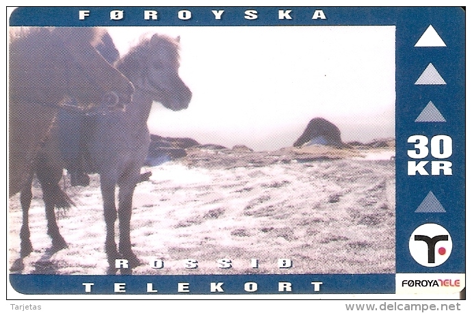 TARJETA DE LAS ISLAS FAROE DE 30 KR DE UN CABALLO (HORSE) - Faroe Islands