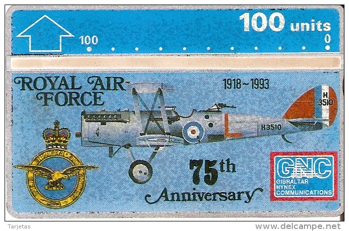 Nº 19 TARJETA DE GIBRALTAR DE 100 UNITS DE UN AVION-PLANE (308A)  NUEVA-MINT - Gibraltar