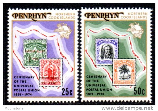 Penrhyn 1974 UPU Centenary Set Of 2, MNH - Penrhyn