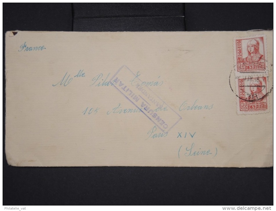 ESPAGNE- Enveloppe De Santander Pour Paris En 1938 Avec Censure Militaire - à Voir - Lot P7608 - Marcas De Censura Nacional