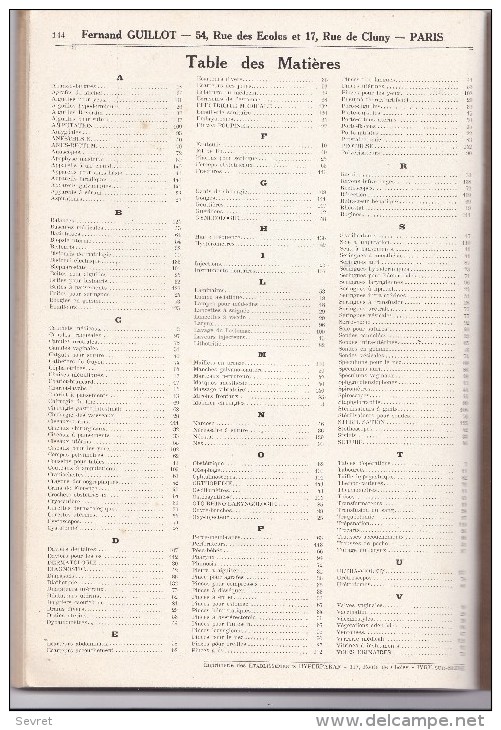 Catalogue -vente De Matériel De Chirurgie-Médecine 1931.- Format 18x27 De 144pages . Fabricant Fernand GUILLOT - Material Y Accesorios