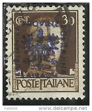 OCCUPAZIONE ITALIANA ITALY OVERPRINTED SOPRASTAMPATO ITALIA 1944 LUBIANA TEDESCA GERMAN OCCUPATION CENT. 30 USATO USED - German Occ.: Lubiana