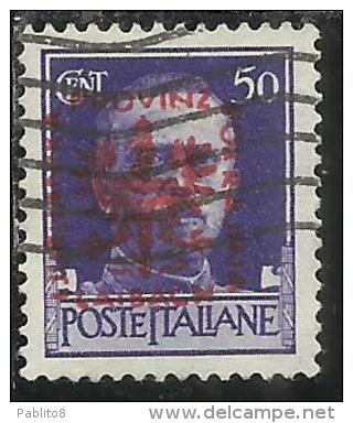 OCCUPAZIONE ITALIANA ITALY OVERPRINTED SOPRASTAMPATO ITALIA 1944 LUBIANA TEDESCA GERMAN OCCUPATION CENT.50c USATO USED - Duitse Bez.: Ljubljana