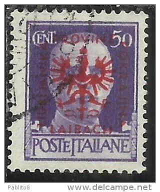 OCCUPAZIONE ITALIANA ITALY OVERPRINTED SOPRASTAMPATO ITALIA 1944 LUBIANA TEDESCA GERMAN OCCUPATION CENT.50c USATO USED - German Occ.: Lubiana