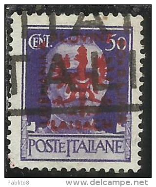 OCCUPAZIONE ITALIANA ITALY OVERPRINTED SOPRASTAMPATO ITALIA 1944 LUBIANA TEDESCA GERMAN OCCUPATION CENT.50c USATO USED - German Occ.: Lubiana